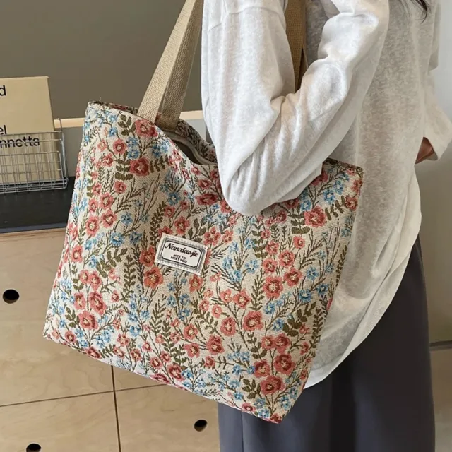 【米蘭精品】現貨限搶 手提包帆布肩背包托特包側背包單肩包隨身女包(加厚刺繡字母4色74jn38)