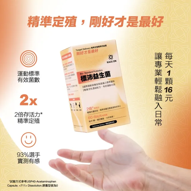 【RACE ON】鋭速 標沛益生菌 60顆/瓶(國際運動標準X雙重防護配方 2倍存活力* 有效定殖 一天1顆16元)