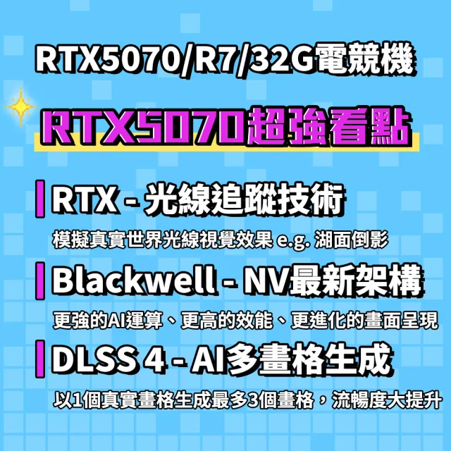 【微星平台】R7八核 RTX5070 {蒼狼武士}電競電腦(R7-7700/B650/32G D5/1TB/地平線6適用)