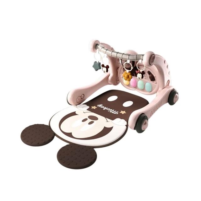【Disney 迪士尼】寶寶健力架 踢踢琴 學步車 嬰兒玩具 床鈴 五合一 嬰兒腳踏琴 健身架 安撫玩具 嬰兒踢踢琴