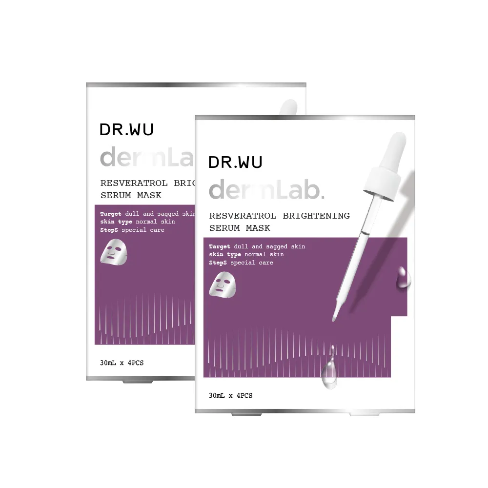 【DR.WU 達爾膚】白藜蘆醇亮白精華面膜4片(2入組 共8片)