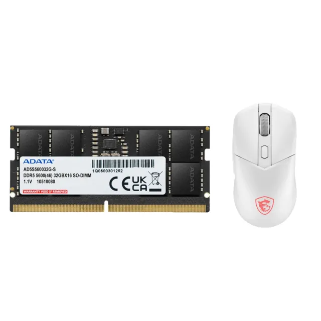 【ADATA 威剛】滑鼠組★DDR5 5600 16GB 筆記型記憶體 (AD5S560016G-S)+MSI VERSA 300電競滑鼠