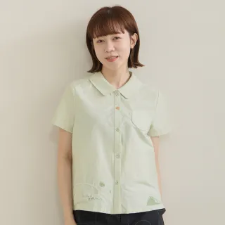 【a la sha】手繪感立體印繡短袖襯衫