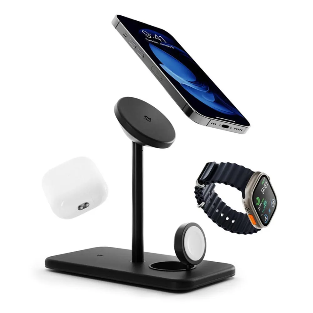 【Twelve South】HiRise 3 Deluxe MagSafe 三合一無線充電立架 - 黑色(TS-2303)