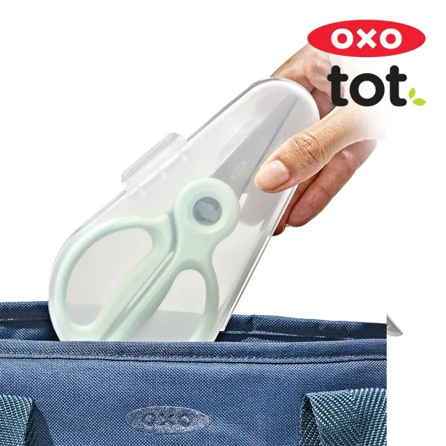 【OXO】tot 隨行食物剪刀(附收納盒)-薄荷綠