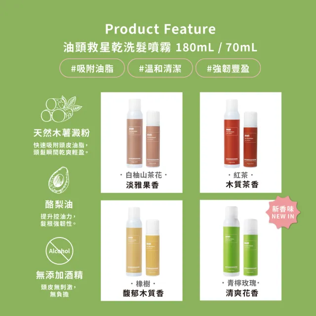 【FreshO2】油頭救星乾洗髮噴霧180mL 任選2入組 拯救油頭 快速去油 輕盈蓬鬆 根源控油 Didi蒂蒂聯名推薦