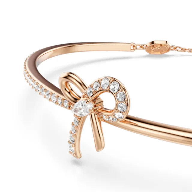 【SWAROVSKI 施華洛世奇】官方直營 Hyperbola 蝴蝶結手鐲 鍍玫瑰金色 千金風天花板 法式浪漫| 5753330