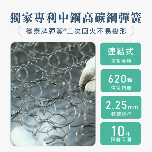 【德泰法蘭西床】索歐系列 雅致620 彈簧床墊-單人3.5尺