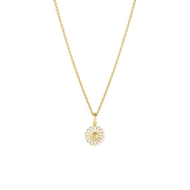 【Georg Jensen 喬治傑生】DAISY 項鍊 - 線上獨賣款(18K黃金電鍍純銀 白瓷琺瑯)