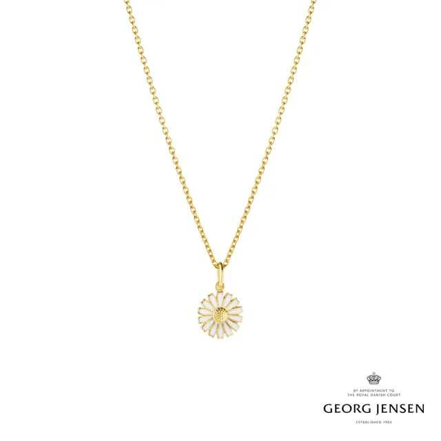 【Georg Jensen 喬治傑生】DAISY 項鍊 - 線上獨賣款(18K黃金電鍍純銀 白瓷琺瑯)