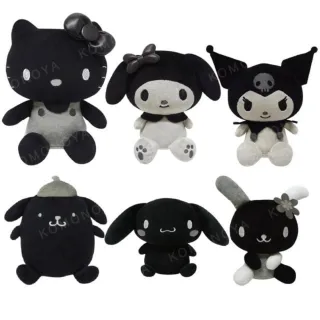【小禮堂】Sanrio 三麗鷗 絨毛玩偶娃娃 黑白風格款 Kitty 美樂蒂 布丁狗 花小兔