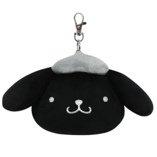 【小禮堂】Sanrio 三麗鷗 絨毛玩偶伸縮票卡零錢包 黑白風格款 Kitty 美樂蒂 布丁狗 花小兔
