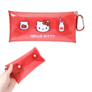 【小禮堂】Sanrio 三麗鷗 Hello Kitty PVC扣式長型收納包附扣環 大臉款 Kitty 花小兔 酷洛 