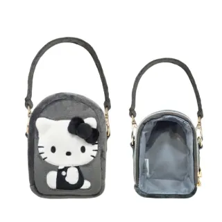 【小禮堂】Sanrio 三麗鷗 絨毛窗口玩偶收納包 坐姿款 Kitty 花小兔