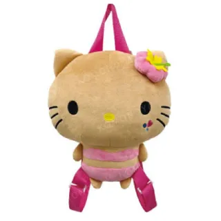 【小禮堂】Sanrio 三麗鷗 Hello Kitty 絨毛玩偶後背包 曬黑泳衣款