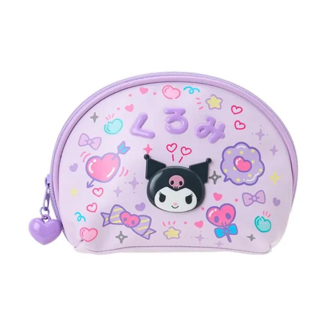 【小禮堂】Sanrio 三麗鷗 酷洛米皮質拉鍊化妝包 懷舊校園系列