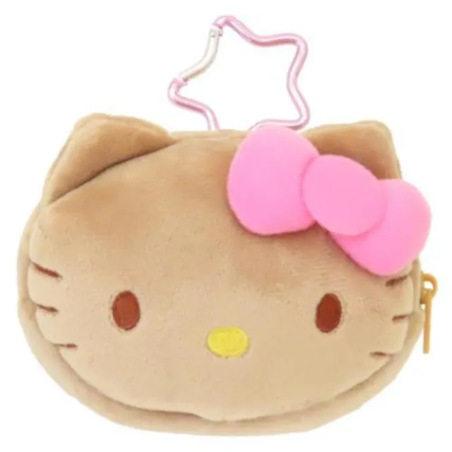 【小禮堂】Sanrio 三麗鷗 Hello Kitty 絨毛造型化妝包 曬黑款