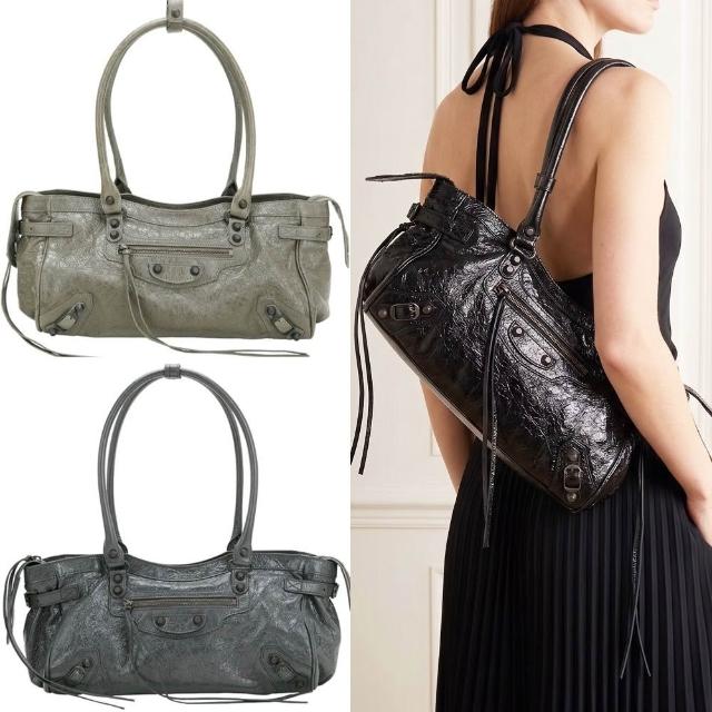 【Balenciaga 巴黎世家】Le City East-West 揉製羊皮肩背法棍包 機車包(多色可選)