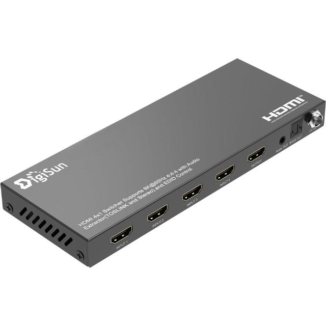 【DigiSun 得揚】QHA9541 8K HDMI 2.1 四進一出切換器+音訊擷取器