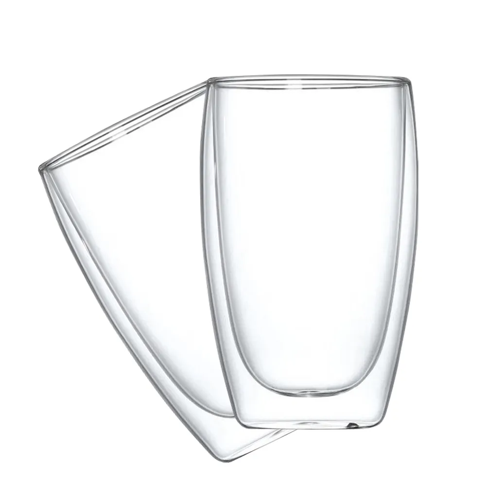 【MASTER】玻璃杯 450ml 辦公杯 玻璃咖啡杯 防燙杯 雙層杯 蛋型杯 保溫隔熱 618-DG450(玻璃杯 透明杯)