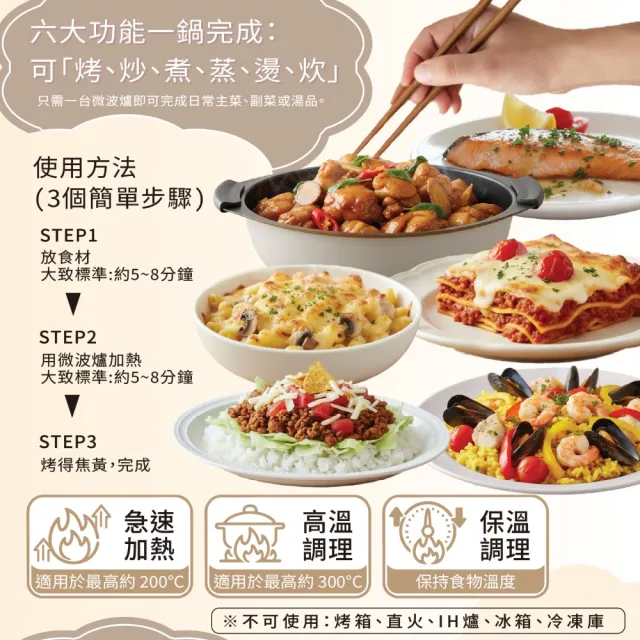 TAKUMI ECO多功能微波三層圓型不沾鍋(送矽膠隔熱手套)