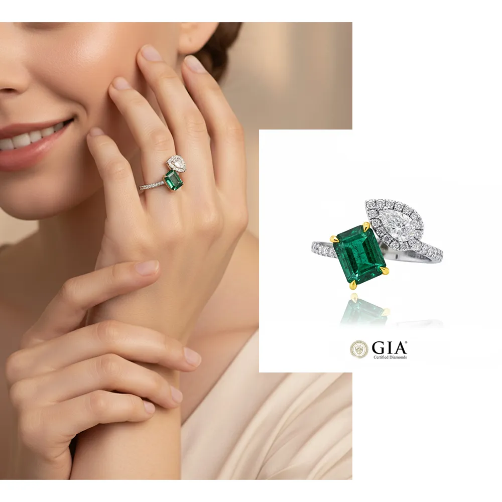 【CTJ】同樂節!GIA 1克拉 天然祖母綠 GIA 30分 天然鑽石 鉑金 鑽石戒指(天然祖母綠/鑽石雙主石雙GIA認證)
