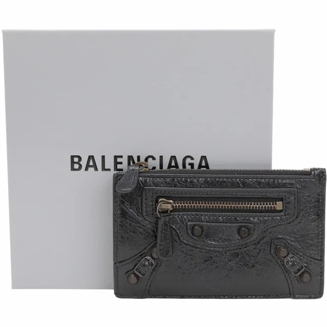 【Balenciaga 巴黎世家】Le City Arena Storico揉製羊皮卡片夾/零錢包(黑色)