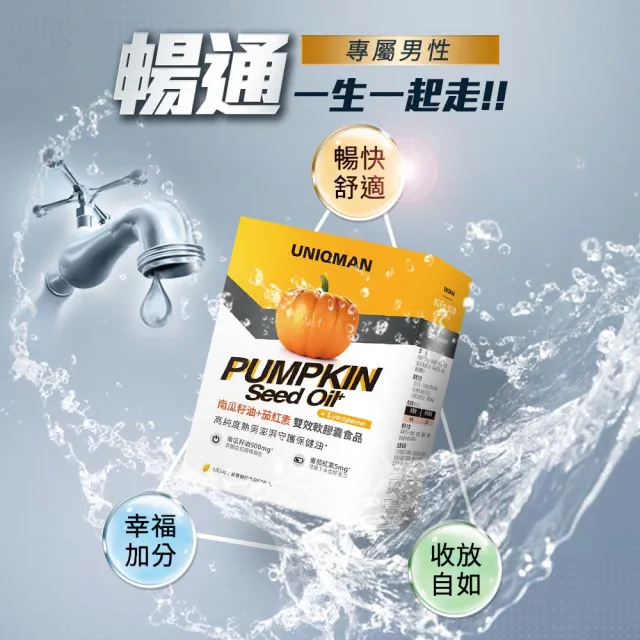 【UNIQMAN】南瓜籽油+茄紅素 軟膠囊 2盒(60粒/盒)
