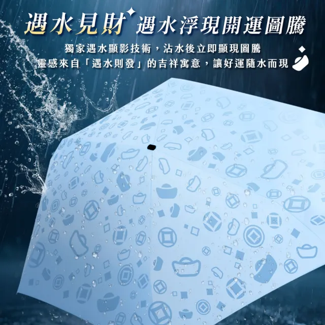 【JOJOGO 揪揪購】遇水見財極薄輕羽傘(鹿港天后宮祈福過爐) 自動傘 輕量傘 晴雨傘 黑膠傘 速乾傘