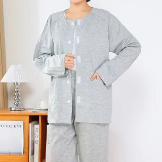 【B+ 大尺碼專家】照護專用 男女適用 全開式 易穿脫 黏貼式 長袖 棉上衣 (A010102)