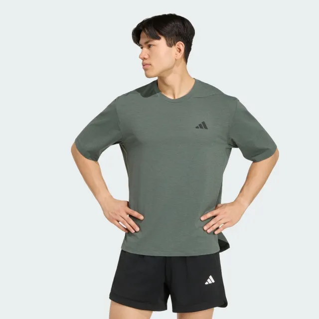 【adidas 愛迪達】短袖上衣 男 訓練 慢跑 亞規 PL ES GFX T PL 灰綠 KS6420