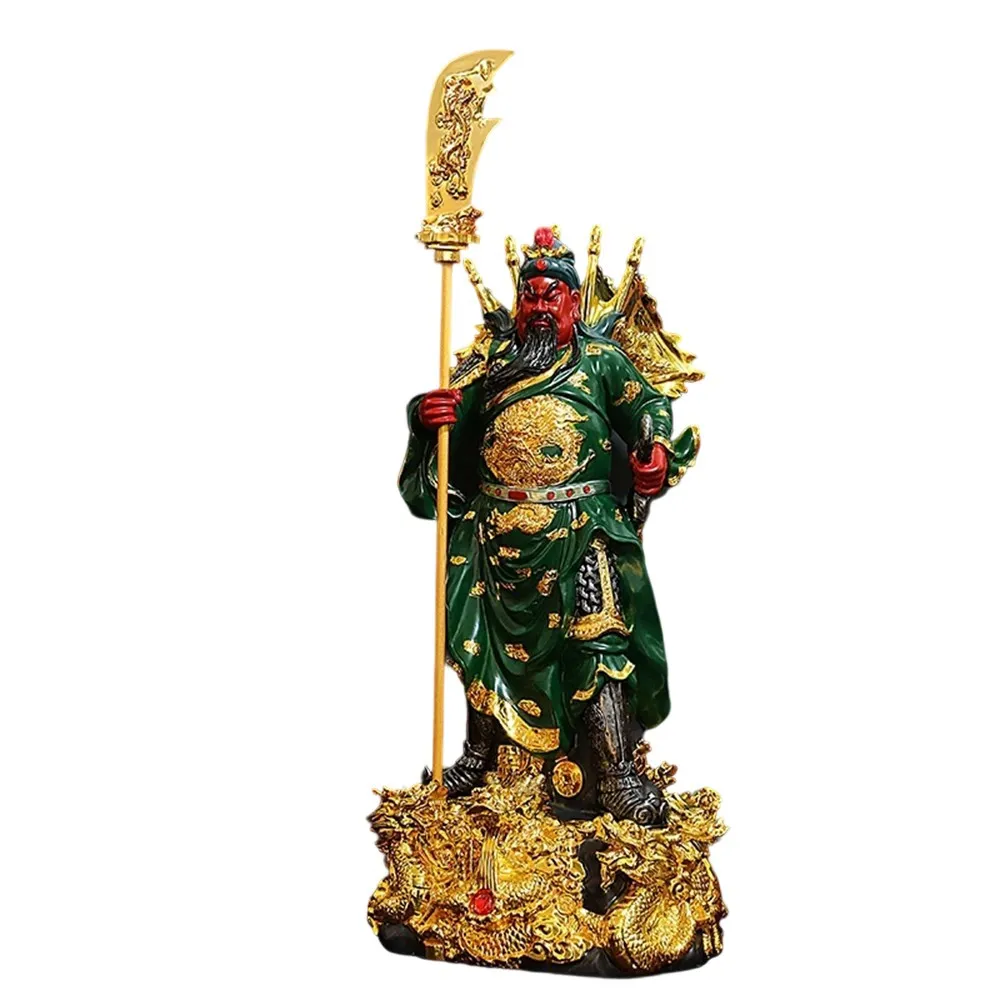 【超微米】武財神關公像 家用招財擺件 立刀五旗關二爺佛像 關帝供奉神像 店鋪開業關羽雕像(關公像40cm)