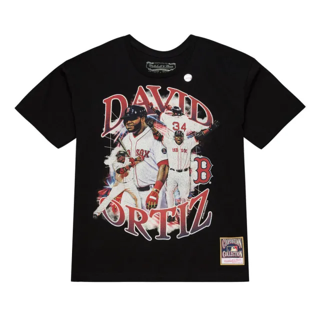 【MITCHELL & NESS】MLB LEGENDARY COLLAGE RED SOX DAVIS ORTIZ 波斯頓紅襪 黑 短袖上衣 T恤