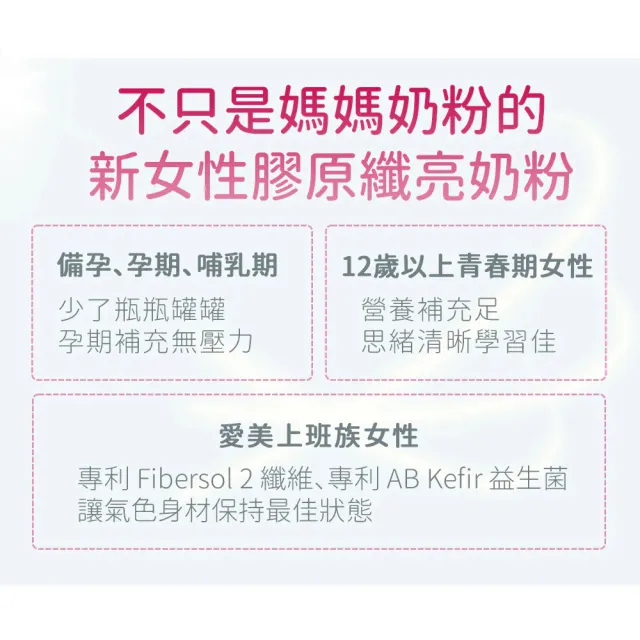 【易而善】新女性膠原纖亮奶粉800g×2罐(女性營養品/媽媽奶粉/克菲爾益生菌/Fibersol-2/膠原蛋白/珍珠粉)