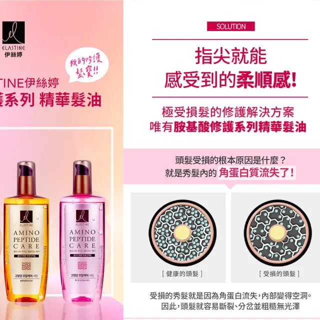 【ELASTINE】胺基酸修護精華護髮油150mlx3入(依蘭x茉莉花/白玫瑰x牡丹)