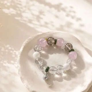 【Omiα 歐米亞】微甜•暮色｜粉晶手鍊｜茶晶白水晶｜天然水晶｜女生飾品｜生日禮物