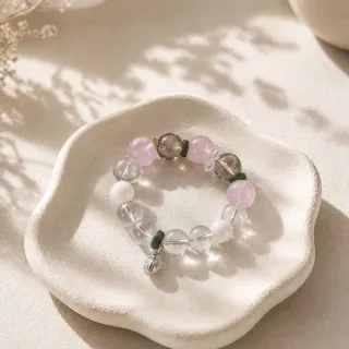 【Omiα 歐米亞】微甜•暮色｜粉晶手鍊｜茶晶白水晶｜天然水晶｜女生飾品｜生日禮物