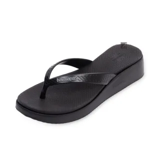 【havaianas 哈瓦仕】女厚底拖鞋 High Platform II 黑色 4.5cm小高跟 女鞋 拖鞋 楔型鞋 夾腳拖