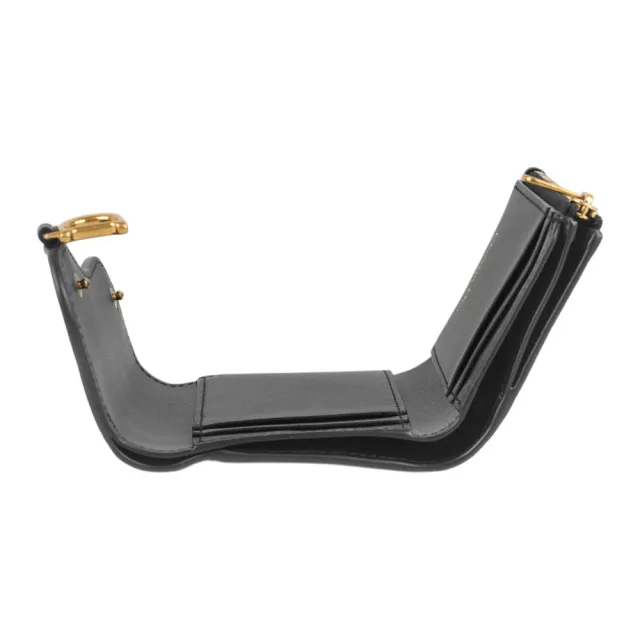 【Dior 迪奧】Lotus Saddle 金釦牛皮三折短夾(黑色)