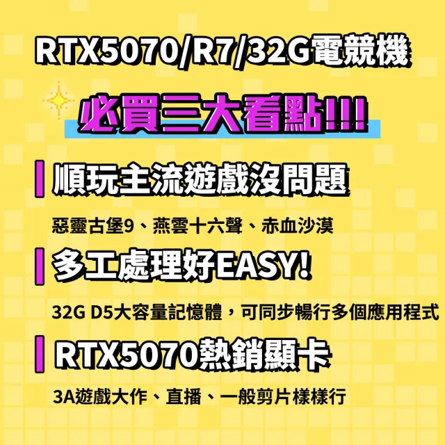 【微星平台】R7八核 RTX5070 {蒼狼武士}電競電腦(R7-7700/B650/32G D5/1TB/地平線6適用)