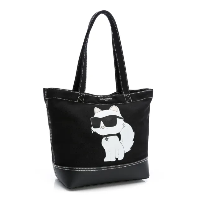 【KARL LAGERFELD 卡爾】老佛爺/貓咪帆布肩背托特包(多款任選)