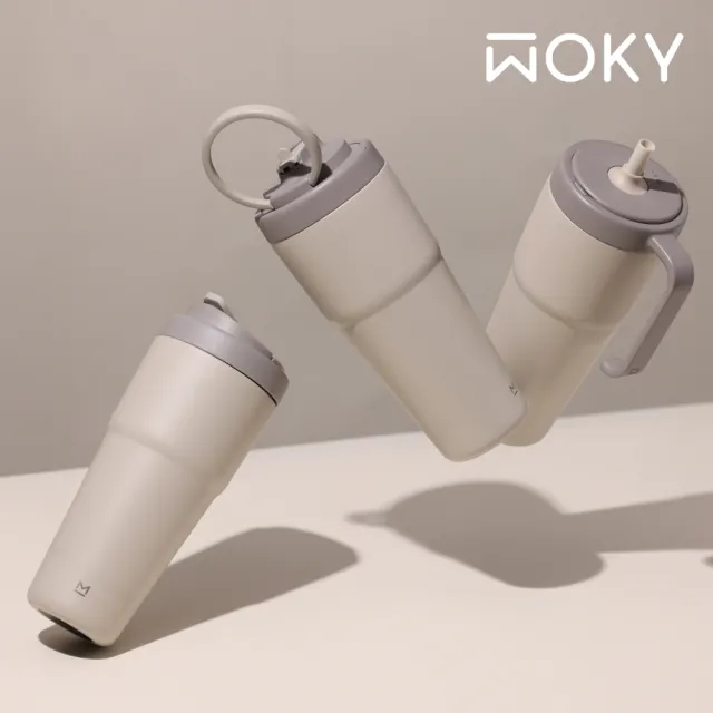 【WOKY 沃廚】(把手環)渾圓杯3.0 MOZU系列 800ml(隨行杯/吸管杯/保溫杯瓶/保冰杯瓶/水壺)