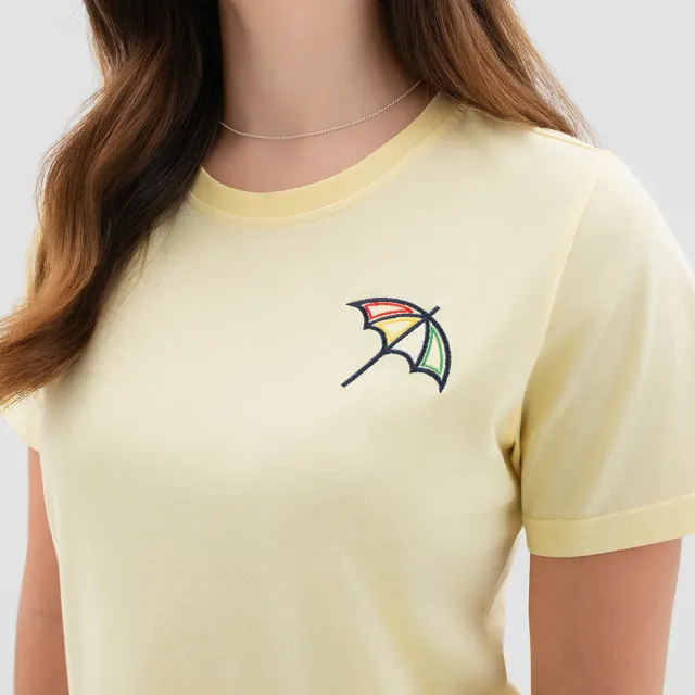 【Arnold Palmer 雨傘】女裝-大傘刺繡圓領短袖T-Shirt-黃色