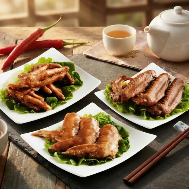 【鬍鬚林滷味】經典三品組1組(原味雞腳凍200g+雞翅凍200g+麻辣鴨翅200g/組;含運;CAT)