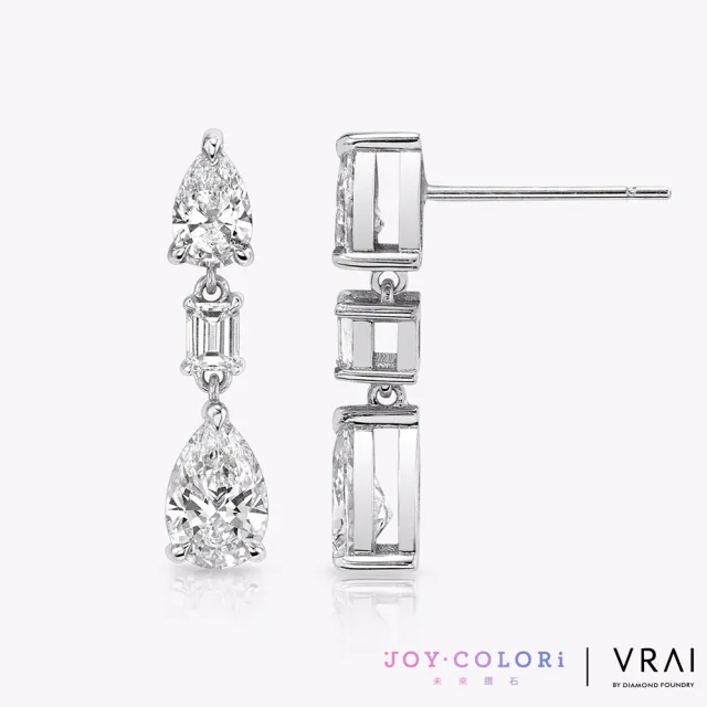 【JOY COLORi 未來鑽石】18K金 鑽石耳環(VRAI 瑪麗蓮 水滴培育鑽石耳環 ES2156LG)