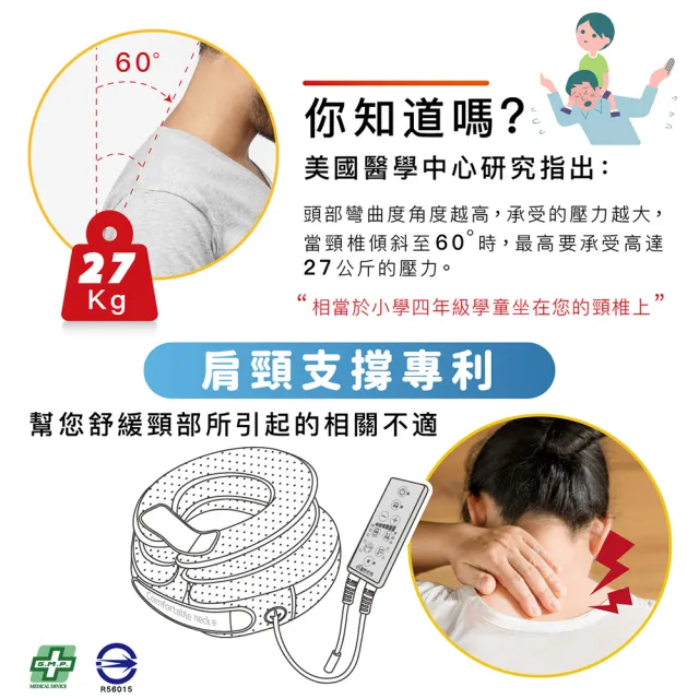 【AMI BIOMED 安美生醫】二代頸舒適+贈長庚冬蟲夏草膠囊安美魚油(6D專利電動氣壓頸肩伸展器 長庚 冬蟲夏草)
