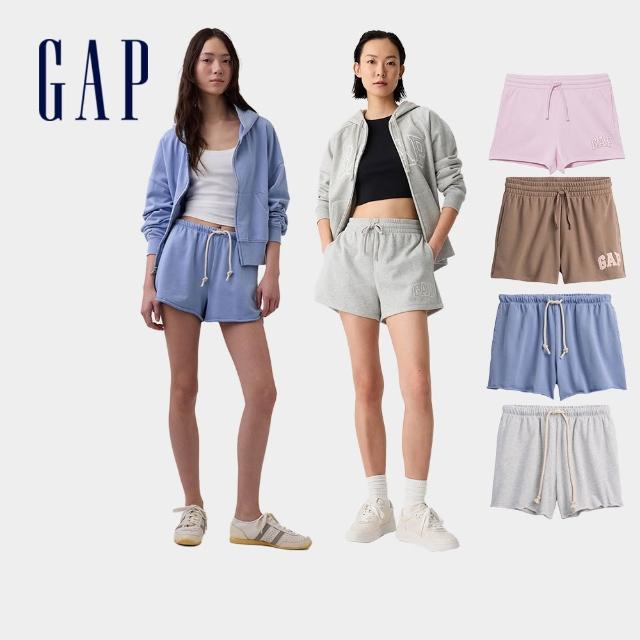 【GAP】女裝 夏季 LOGO/毛圈布寬鬆運動短褲-多款任選(870535&887729)