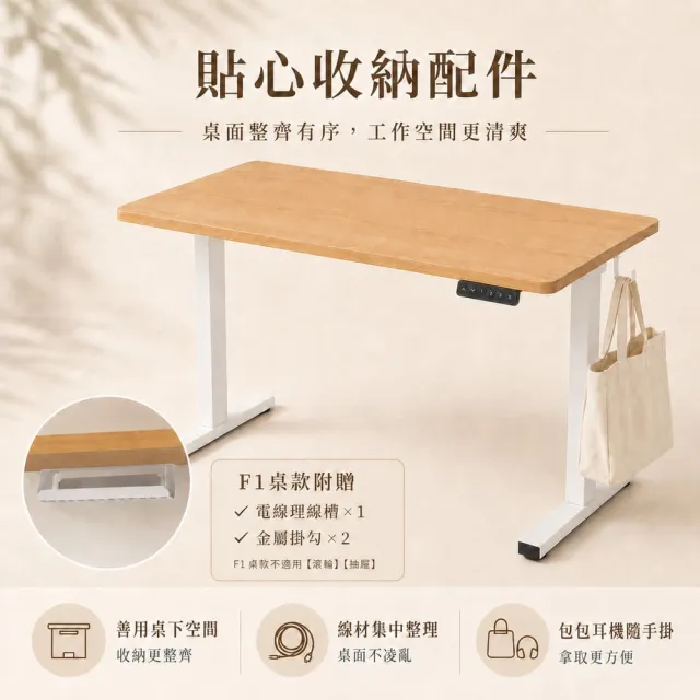 【Loctek 樂歌】F1 二節式電動升降桌 120*60 四段記憶(免費安裝/書桌/工作桌/居家辦公桌/電腦桌)