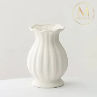 【Floral M】法式陶瓷露易絲緞面復古花瓶(花瓶/插花/玻璃瓶/花器/花盆/陶瓷花瓶/桌面擺飾/居家裝飾)