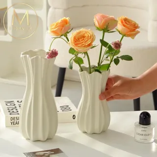 【Floral M】法式陶瓷莉莉安娜波浪花瓶(花瓶/插花/玻璃瓶/花器/花盆/陶瓷花瓶/桌面擺飾/居家裝飾)